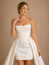 ChicSew Fancy Strapless Ruching Sheath Sleeveless Satin Wedding Dress With Boning
