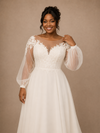 ChicSew Classy Illusion Lace Applique Chiffon Long Sleeves A-Line Floor-Length Wedding Dress