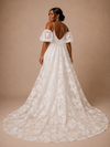 ChicSew Elegant V-Neck Spaghetti Straps Mermaid Crepe Long Wedding Dress With Lace Cape