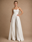 ChicSew Modern Unique Sweetheart Satin Floor-Length Wedding Jumpsuit With Overskirt