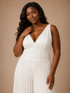 ChicSew Unique Pleated Chiffon V-Neck Floor-Length Long Wedding Jumpsuit