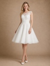 ChicSew Fancy Illusion Sleeveless Lace Tulle A-Line Knee-Length Wedding Dress
