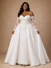 ChicSew Elegant Sweetheart Lace Applique Mermaid Floor-Length Wedding Dress With Satin Overskirt