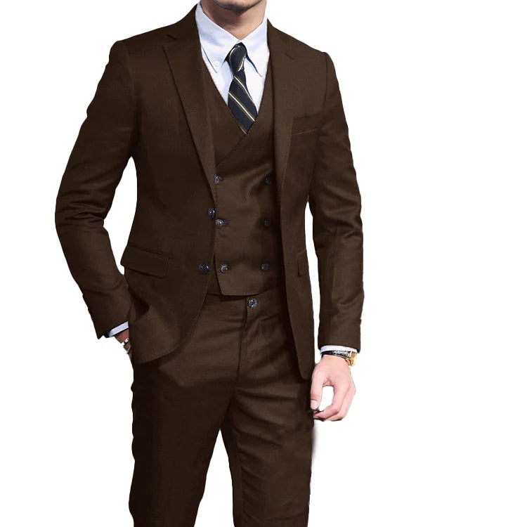 Casual Men's 3 Pieces Mens Suit Regular Fit Notch Lapel Tuxedos (Blazer+vest+Pants) CN436