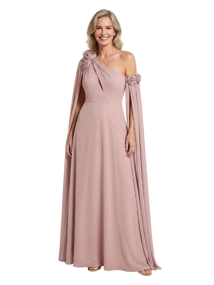 Unique Asymmetrical Long Sleeves Chiffon Mother of the Bride dresses