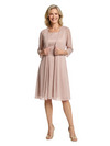 Elegant Square Neckline Midi Cocktail Mother of the Groom Dress and Jacket