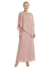 Classy Beaded Chiffon Overlay Poncho Style Mother of the Bride Gown
