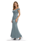Elegant Off Shoulder Lace Satin Mermaid Mother of the Bride Dress