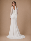 ChicSew Elegant Unique Square Neck Crepe Mermaid Lace Applique Long Sleeves Side Slit Maxi Long Wedding Dresses