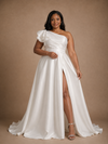 ChicSew Elegant One Shoulder A-Line Side Slit Floor-Length Wedding Dress