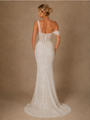 ChicSew Unique Asymmetric Sleeveless Boning Mermaid Glitter Tulle Maxi Wedding Dress