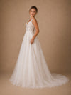 ChicSew Beautiful Lace Tulle V-Neck A-Line Maxi Long Wedding Dress With Applique