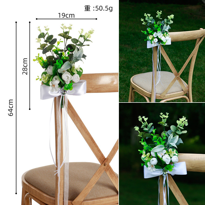 New Simulation Decorative Chair Back Flower Forest Eucalyptus Green Plant Outdoor Backrest Decorative Flower, CF17083