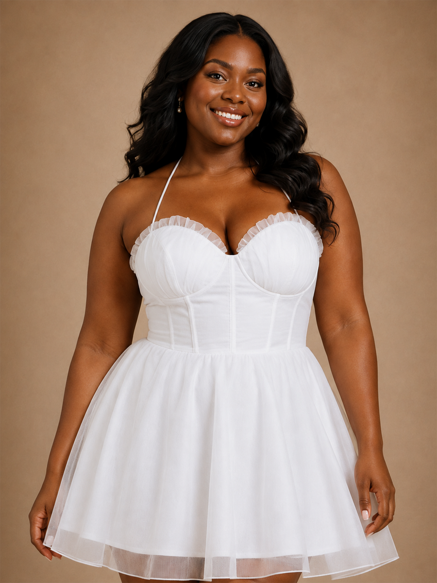 ChicSew Fancy Sweetheart Boning Sleeveless A-Line Chiffon Mini-Length Wedding Dress