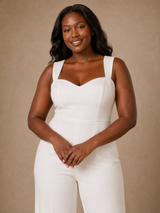 ChicSew Modern Sweetheart Crepe Ankle-Length Long Wedding Jumpsuit