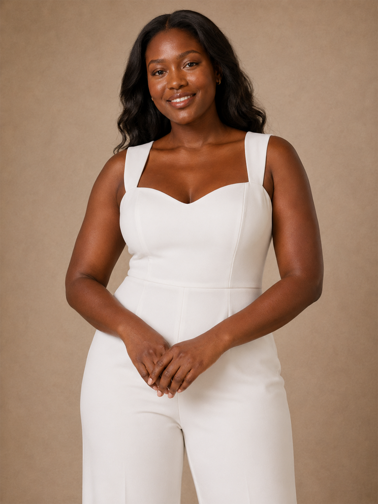 ChicSew Modern Elegant Crepe Sweetheart Long Wedding Jumpsuit