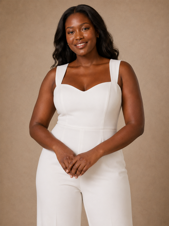 ChicSew Modern Elegant Crepe Sweetheart Long Wedding Jumpsuit