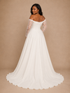 ChicSew Classy Sweetheart Chiffon Long Lace Sleeves Side Slit A-Line Floor-Length Wedding Dress