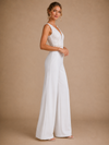 ChicSew Sexy Spaghetti Straps V-Neck Sleeveless Crepe Long Wedding Jumpsuit