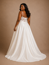ChicSew Beautiful Two‑Piece Spaghetti Straps Lace Applique Satin A-Line Floor-Length Wedding Dress