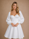 ChicSew Fancy Sweetheart Long Sleeves A-Line Satin Knee-Length Wedding Dress