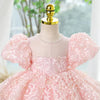 Wedding Princess Ball Gown Lace Floral Appliques Girls Pageant Dress Birthday Party Bridesmaid Gowns