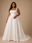ChicSew Claasy Square Neck Satin A-Line Sleeveless Long Wedding Dress With Pleats