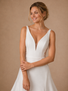 ChicSew Sexy Spaghetti Straps Lace A-Line Crepe Floor-Length Wedding Dress