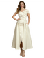 Elegant V-Neck Off Shoulder Sleeveless Sheath Mother Of The Bride Dresses With Train