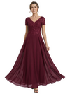 Elegant V-neck Short Sleeves Chiffon A-Line Mother of The Bride Dresses