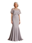 Elegant Short Sleeves Lace Chiffon Mermaid Mother of The Bride Dresses