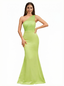 Elegant One Shoulder Silky Satin With Tulle Strap Mermaid Maxi Formal Evening Gowns