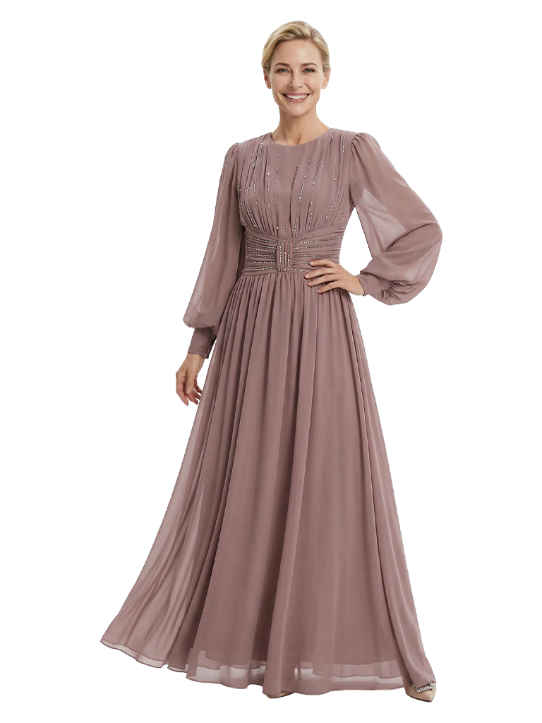 Elegant Jewel Long Sleeves A-Line Mother of the Groom Dresses