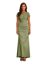 Elegant Scoop Cap Sleeves Chiffon Mermaid Long Mother of The Bride Dresses
