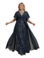 Elegant V-neck Bell Sleeves Lace Chiffon A-Line Mother of The Bride Dresses