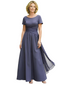 Elegant Scoop Short Sleeves Chiffon A-Line Mother of The Bride Dresses