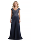 Elegant Cap Sleeves V-Neck Lace Chiffon A-Line Mother of The Bride Dresses