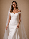 ChicSew Elegant Off Shoulder Ruching Mermaid Satin Floor-Length Wedding Dress
