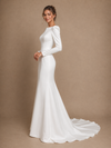 ChicSew Classy Mermaid Satin Jewel Long Sleeves Floor-Length Wedding Dress
