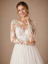 ChicSew Romantic Illusion Long Sleeves A-Line Lace Tulle Maxi Wedding Dresses