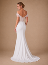 Chicsew Fancy Illusion Off The Shoulder Beading Mermaid Crepe Long Wedding Dress