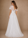 ChicSew Elegant V-NecK Short Sleeves Lace A-Line Floor-Length Wedding Dress