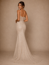 ChicSew Fancy Spaghetti Straps Ruching Side Slit Sequin Tulle Long Wedding Dress