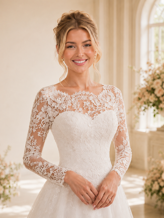 ChicSew Elegant Illusion Long Sleeves Lace A-Line Floor-Length Wedding Dresses Online