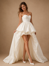 ChicSew Fancy Sweetheart Sleeveless Satin A-Line High-Low Wedding Dress