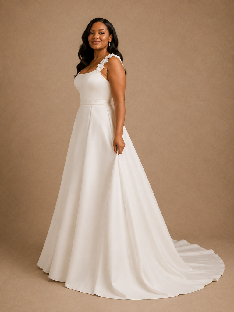 ChicSew Classy Scoop Sleeveless Crepe A-Line Maxi Long Wedding Dress