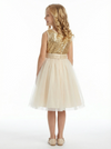 Sequin Bodice Flower Girl Dress with Sleeveless Round Neck and Tea Length Tulle A-Line Skirt