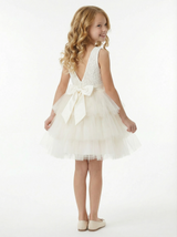 Tiered Tulle Flower Girl Dress with Sleeveless Lace Top and Short Party A-Line Silhouette