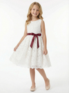 Vintage Lace Flower Girl Dress with Sleeveless Round Neck and Knee Length A-Line Skirt