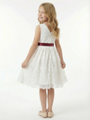 Vintage Lace Flower Girl Dress with Sleeveless Round Neck and Knee Length A-Line Skirt